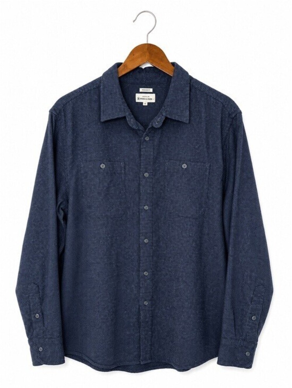 Bridge & Burn Portland Oregon Blue Micro Check Cotton Button Front Shirt Mens XL